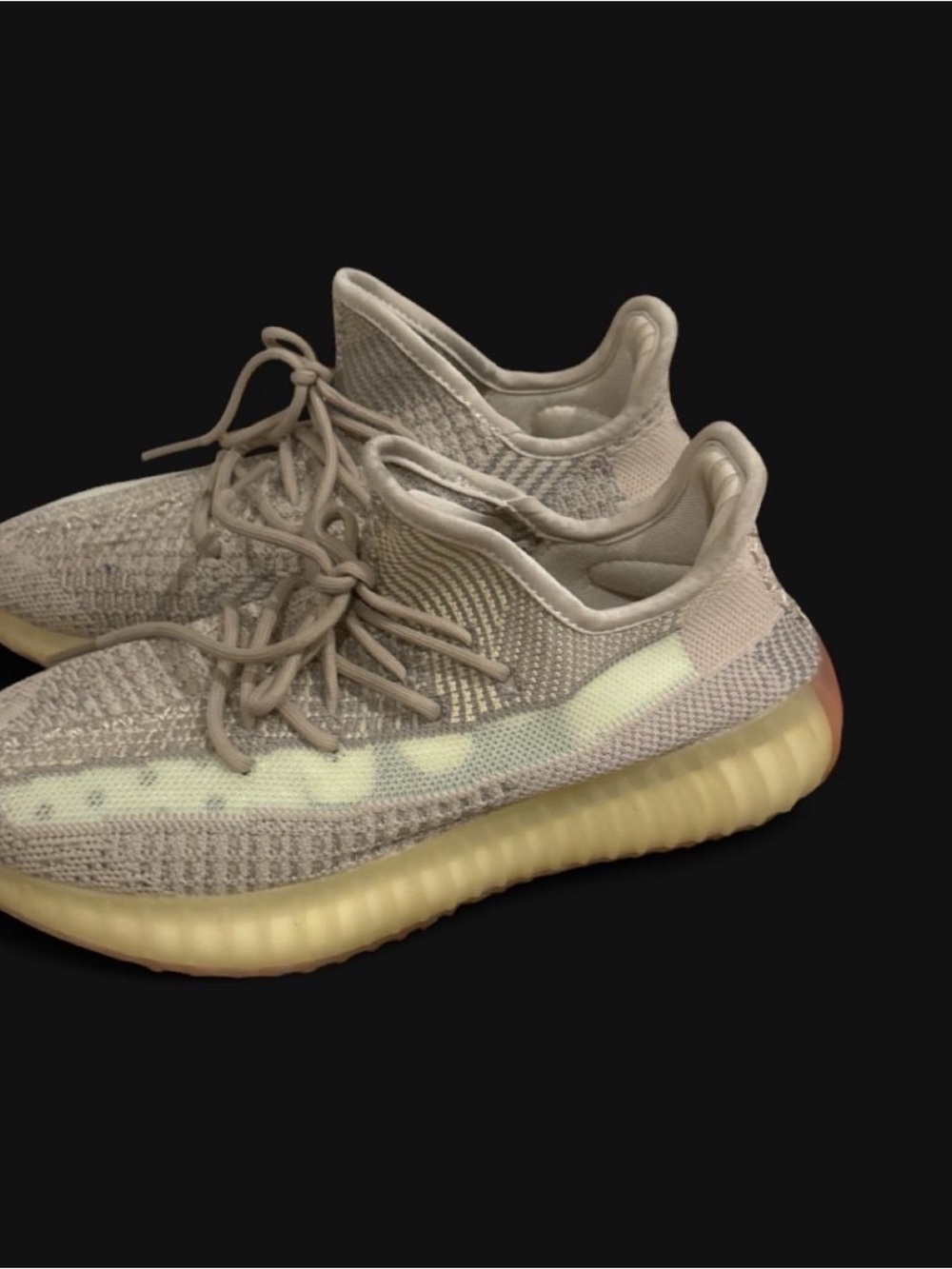 adidas big kid size 6.5 Yeezy Knit Sneaker in Light Taupe with Cream Sole